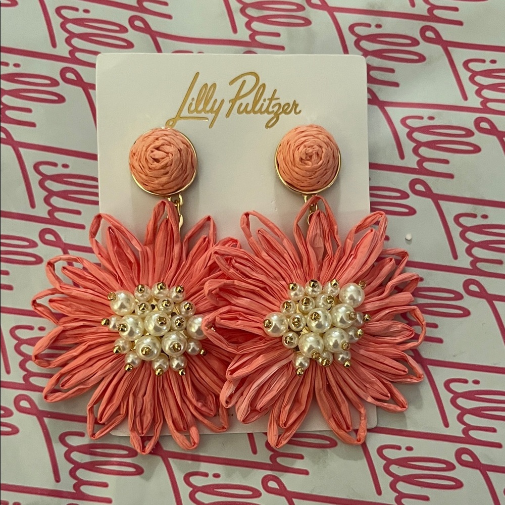 Lilly Pulitzer Coral Flower Earrings